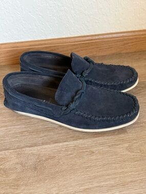 John Varvatos Men’s Blue Suede Loafers Slip On Boat Style Shoes Size 10.5